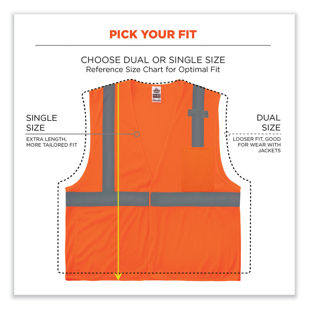 GloWear 8210HL-S Single Size Class 2 Economy Mesh Vest, Polyester, 5X-Large, Orange, Ships in 1-3 Business Days