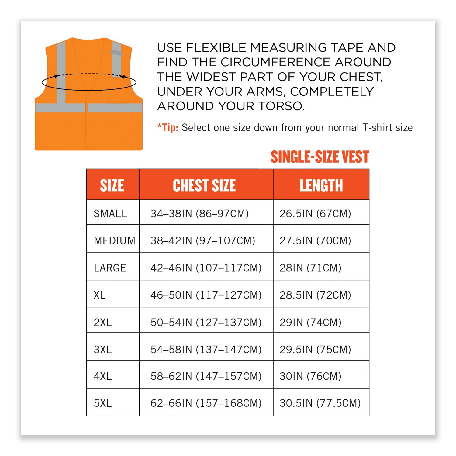 GloWear 8210HL-S Single Size Class 2 Economy Mesh Vest, Polyester, 5X-Large, Orange, Ships in 1-3 Business Days