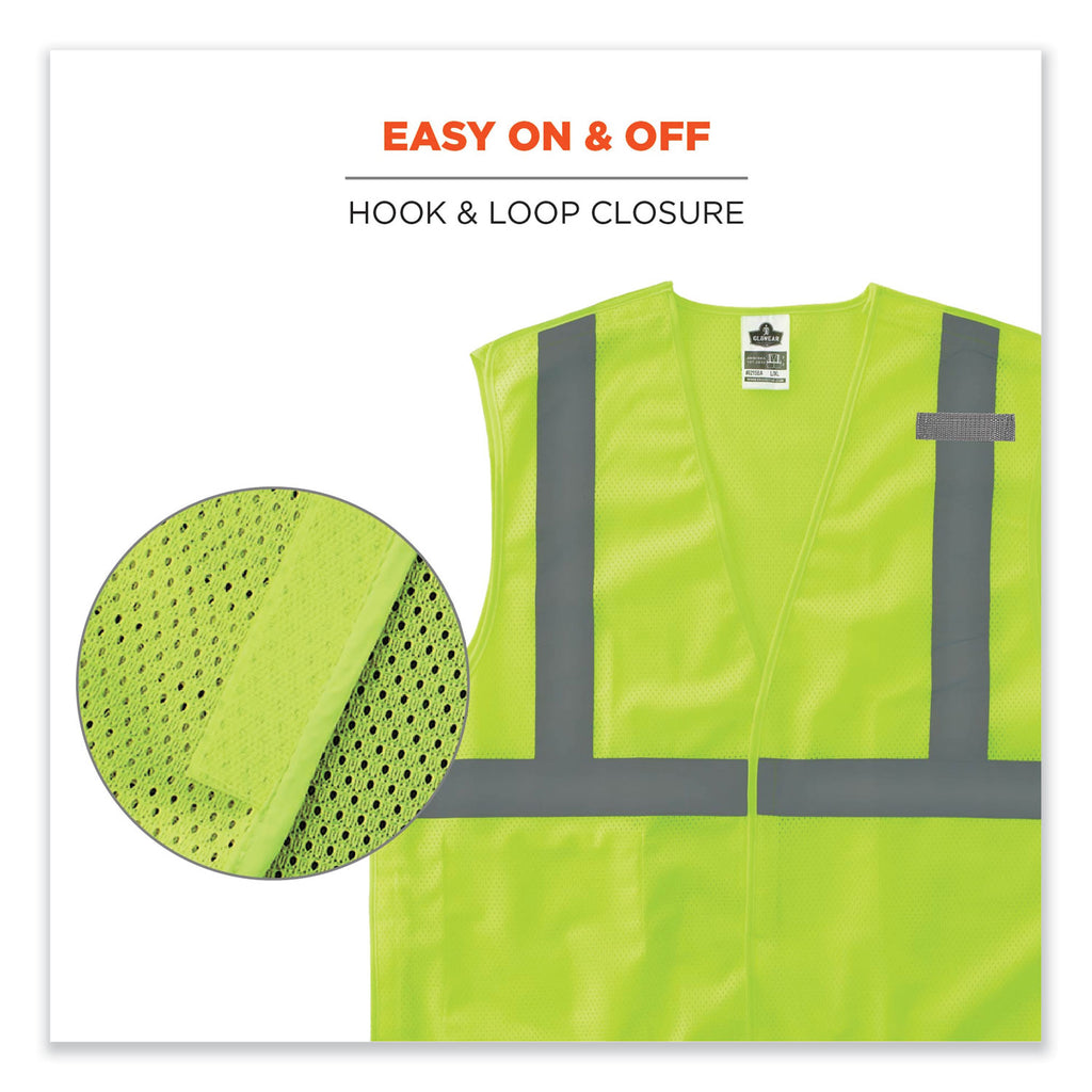 GloWear 8215BA-S Single Size Class 2 Economy Breakaway Mesh Vest, Polyester, X-Small, Lime, Ships in 1-3 Business Days
