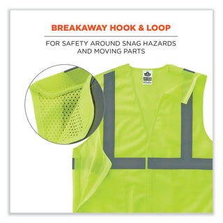 GloWear 8215BA-S Single Size Class 2 Economy Breakaway Mesh Vest, Polyester, Medium, Lime, Ships in 1-3 Business Days
