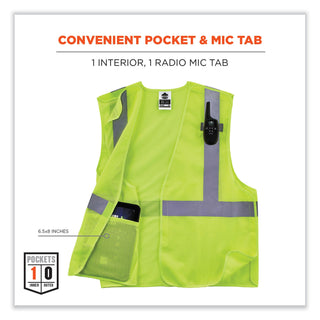 GloWear 8215BA-S Single Size Class 2 Economy Breakaway Mesh Vest, Polyester, Medium, Lime, Ships in 1-3 Business Days