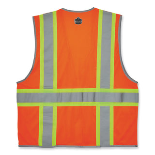 GloWear 8246Z-S Single Size Class 2 Two-Tone Mesh Vest, Polyester, 5X-Large, Orange, Ships in 1-3 Business Days