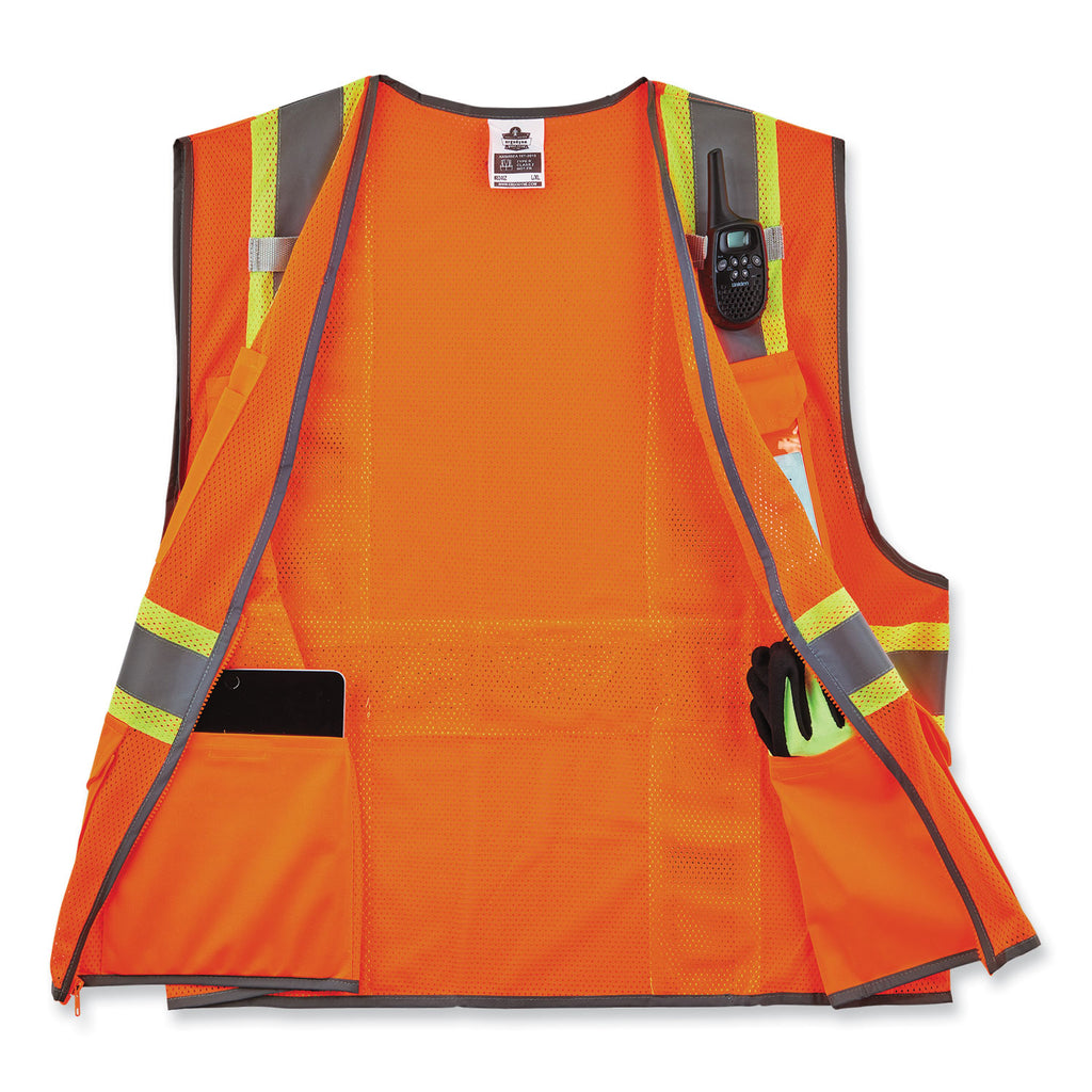 GloWear 8246Z-S Single Size Class 2 Two-Tone Mesh Vest, Polyester, 5X-Large, Orange, Ships in 1-3 Business Days