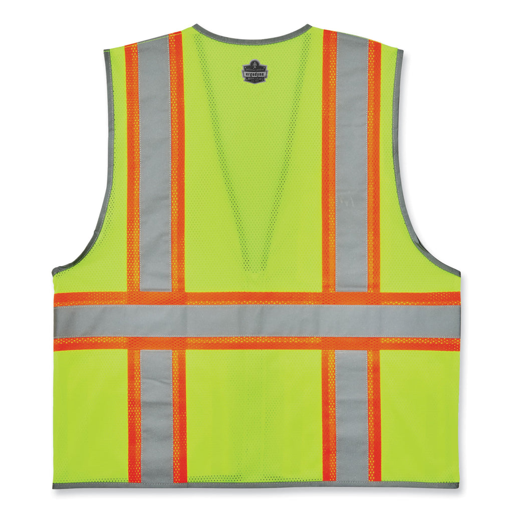 GloWear 8246Z-S Single Size Class 2 Two-Tone Mesh Vest, Polyester, Large, Lime, Ships in 1-3 Business Days