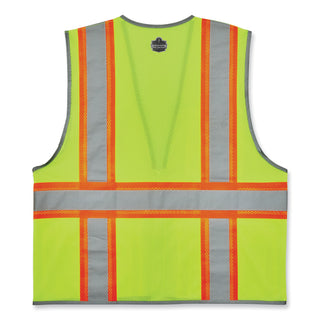 GloWear 8246Z-S Single Size Class 2 Two-Tone Mesh Vest, Polyester, Large, Lime, Ships in 1-3 Business Days