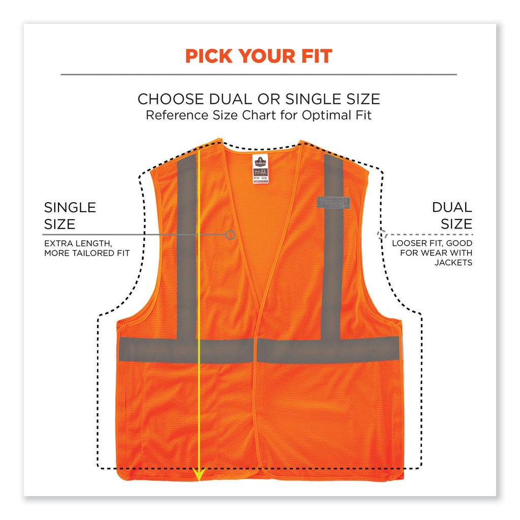 GloWear 8215BA-S Single Size Class 2 Economy Breakaway Mesh Vest, Polyester, 4X-Large, Orange, Ships in 1-3 Business Days