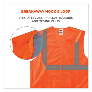 GloWear 8215BA-S Single Size Class 2 Economy Breakaway Mesh Vest, Polyester, 4X-Large, Orange, Ships in 1-3 Business Days