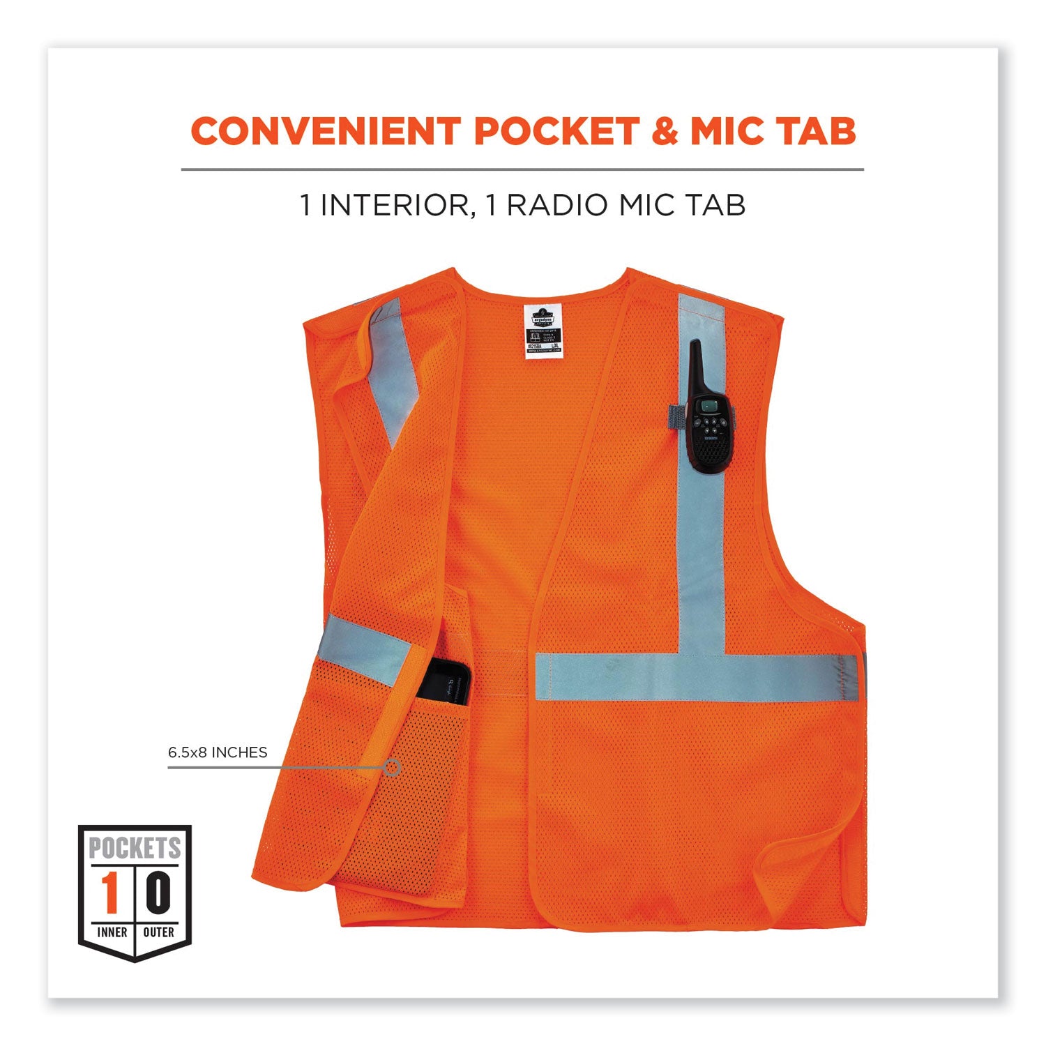 glowear-8215ba-s-single-size-class-2-economy-breakaway-mesh-vest-polyester-x-small-orange-ships-in-1-3-business-days_ego24551 - 5