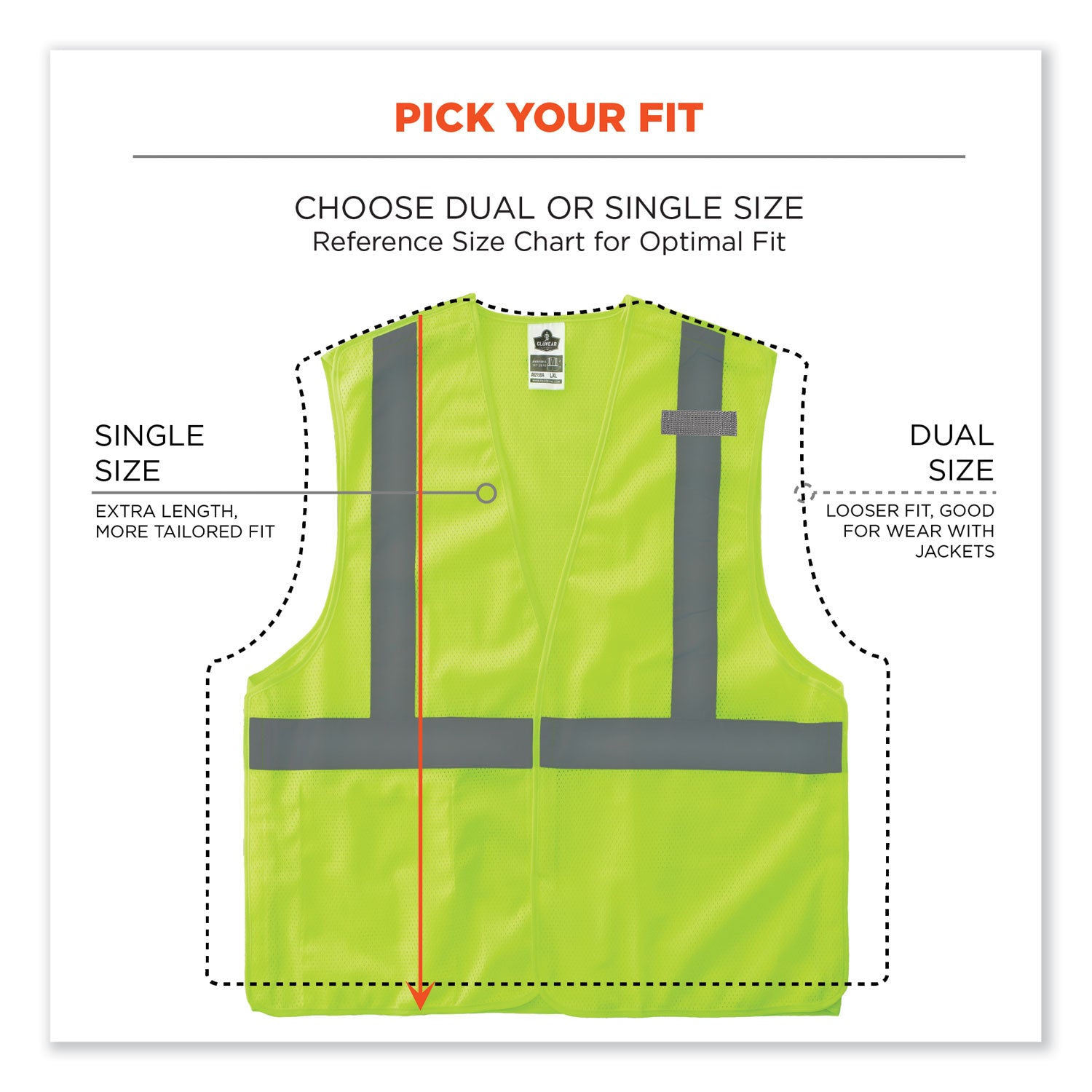 GloWear 8215BA-S Single Size Class 2 Economy Breakaway Mesh Vest, Polyester, 4X-Large, Lime, Ships in 1-3 Business Days