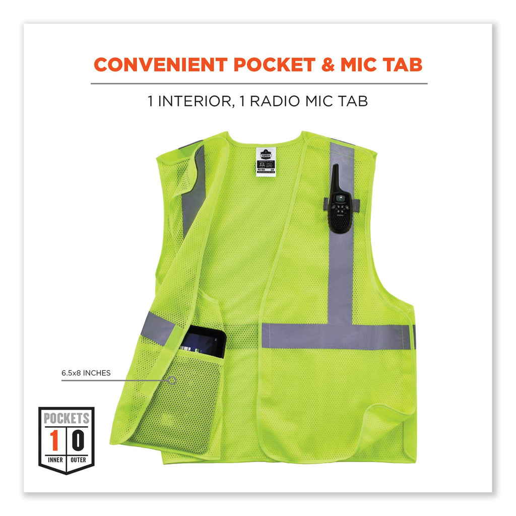 GloWear 8215BA-S Single Size Class 2 Economy Breakaway Mesh Vest, Polyester, 4X-Large, Lime, Ships in 1-3 Business Days