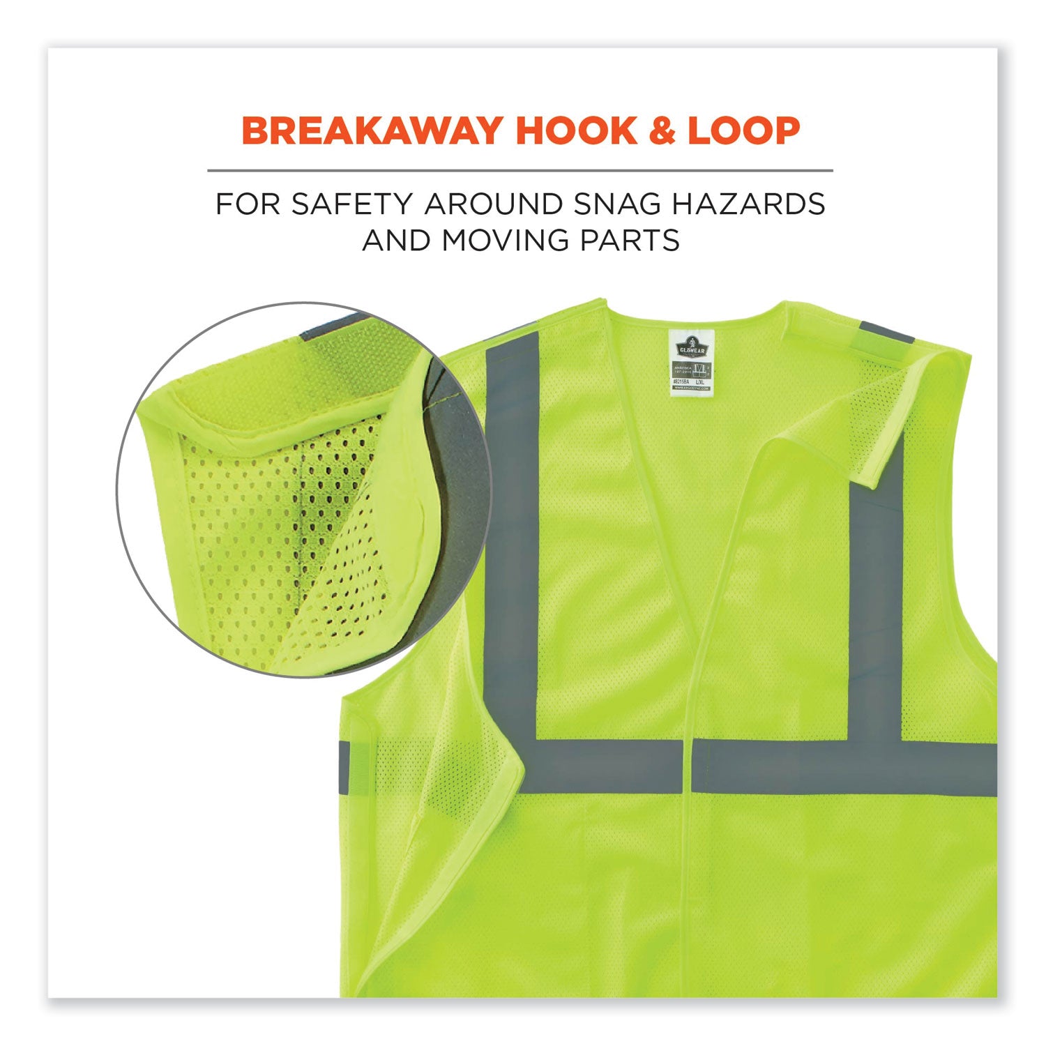 GloWear 8215BA-S Single Size Class 2 Economy Breakaway Mesh Vest, Polyester, 4X-Large, Lime, Ships in 1-3 Business Days
