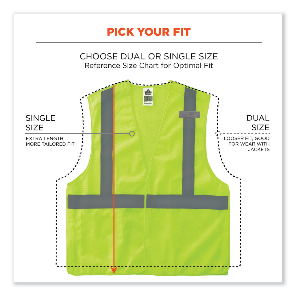 GloWear 8215BA-S Single Size Class 2 Economy Breakaway Mesh Vest, Polyester, 3X-Large, Lime, Ships in 1-3 Business Days
