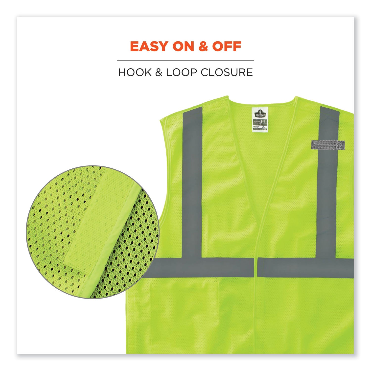 GloWear 8215BA-S Single Size Class 2 Economy Breakaway Mesh Vest, Polyester, 3X-Large, Lime, Ships in 1-3 Business Days