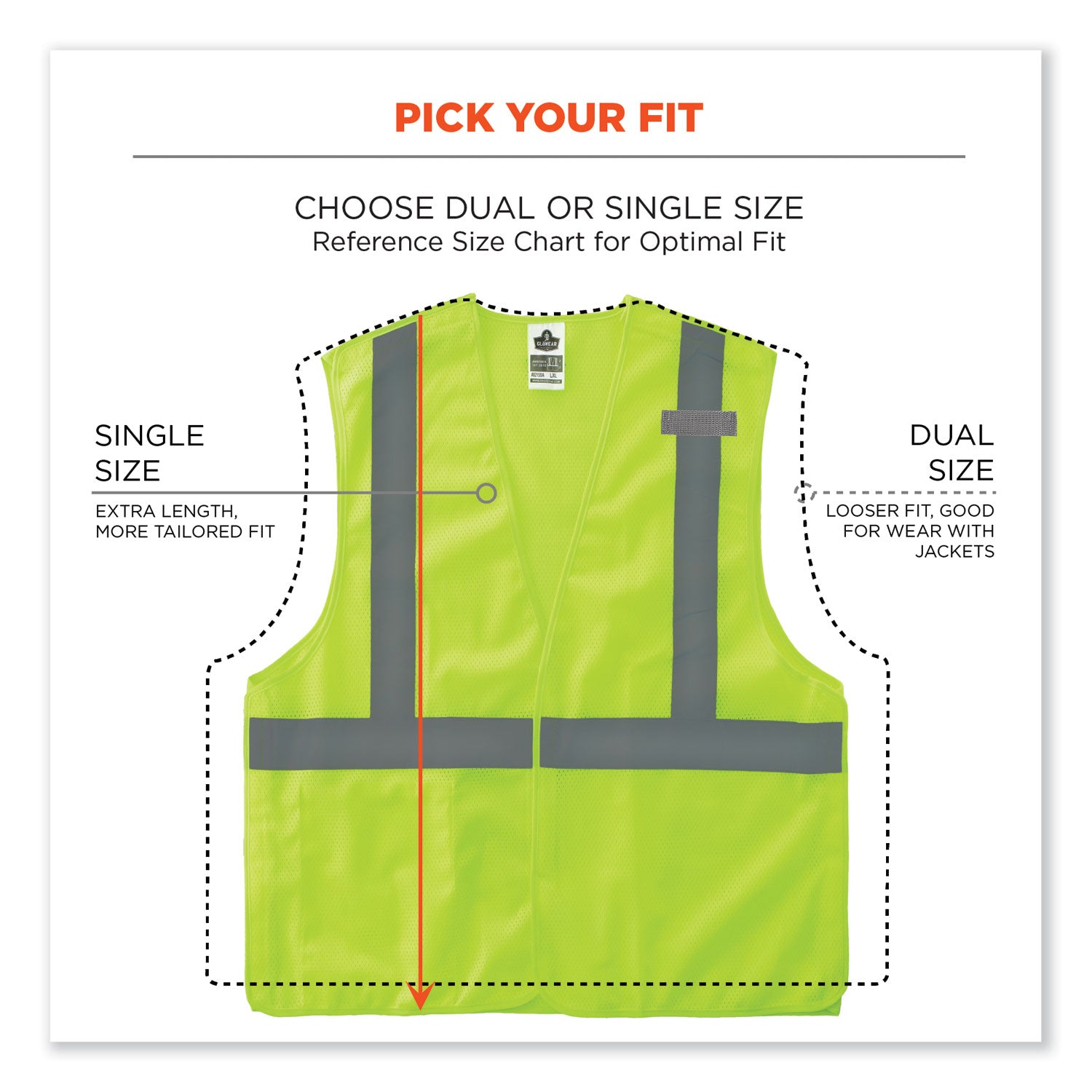 GloWear 8215BA-S Single Size Class 2 Economy Breakaway Mesh Vest, Polyester, Large, Lime, Ships in 1-3 Business Days