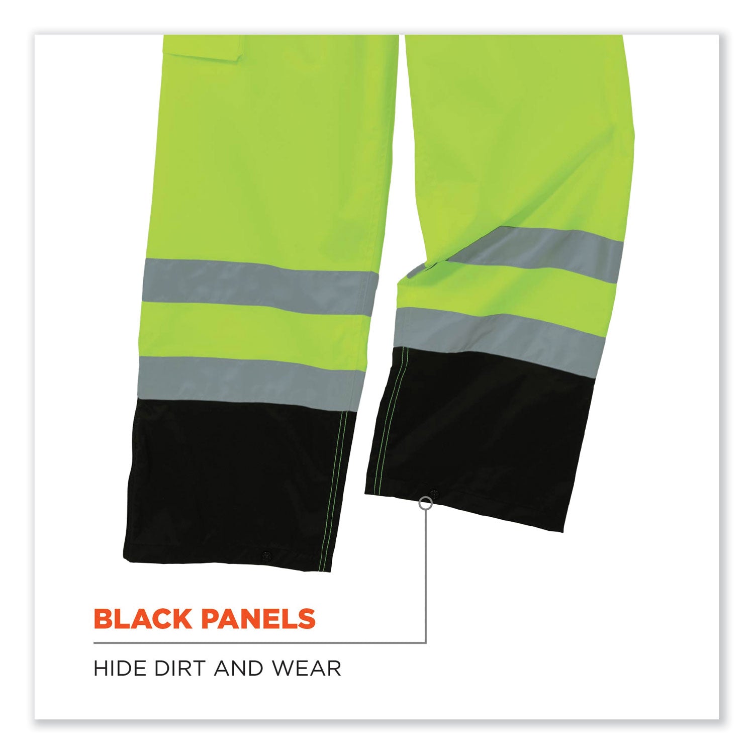 GloWear 8918BK Class E Hi-Vis Rain Bibs Black Bottom, 5X-Large, Lime, Ships in 1-3 Business Days - 4