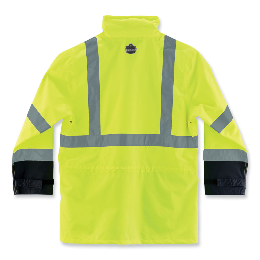GloWear 8365BK Class 3 Hi-Vis Rain Jacket Black Bottom, Small, Lime, Ships in 1-3 Business Days