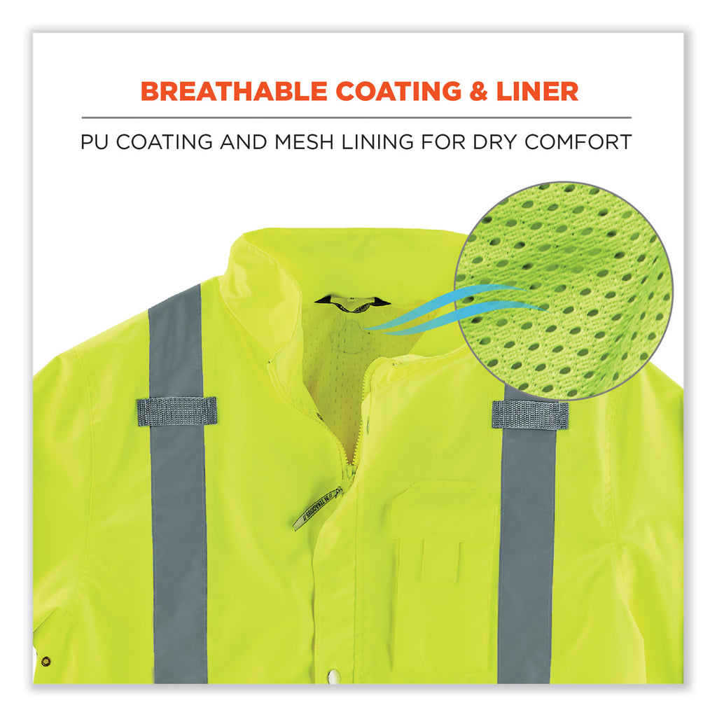 GloWear 8365BK Class 3 Hi-Vis Rain Jacket Black Bottom, Small, Lime, Ships in 1-3 Business Days