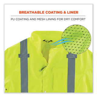 GloWear 8365BK Class 3 Hi-Vis Rain Jacket Black Bottom, Small, Lime, Ships in 1-3 Business Days