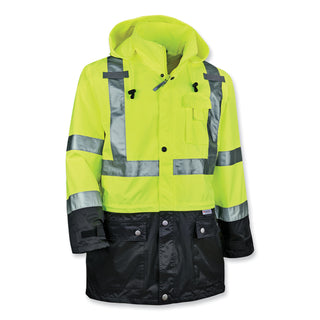 GloWear 8365BK Class 3 Hi-Vis Rain Jacket Black Bottom, Small, Lime, Ships in 1-3 Business Days