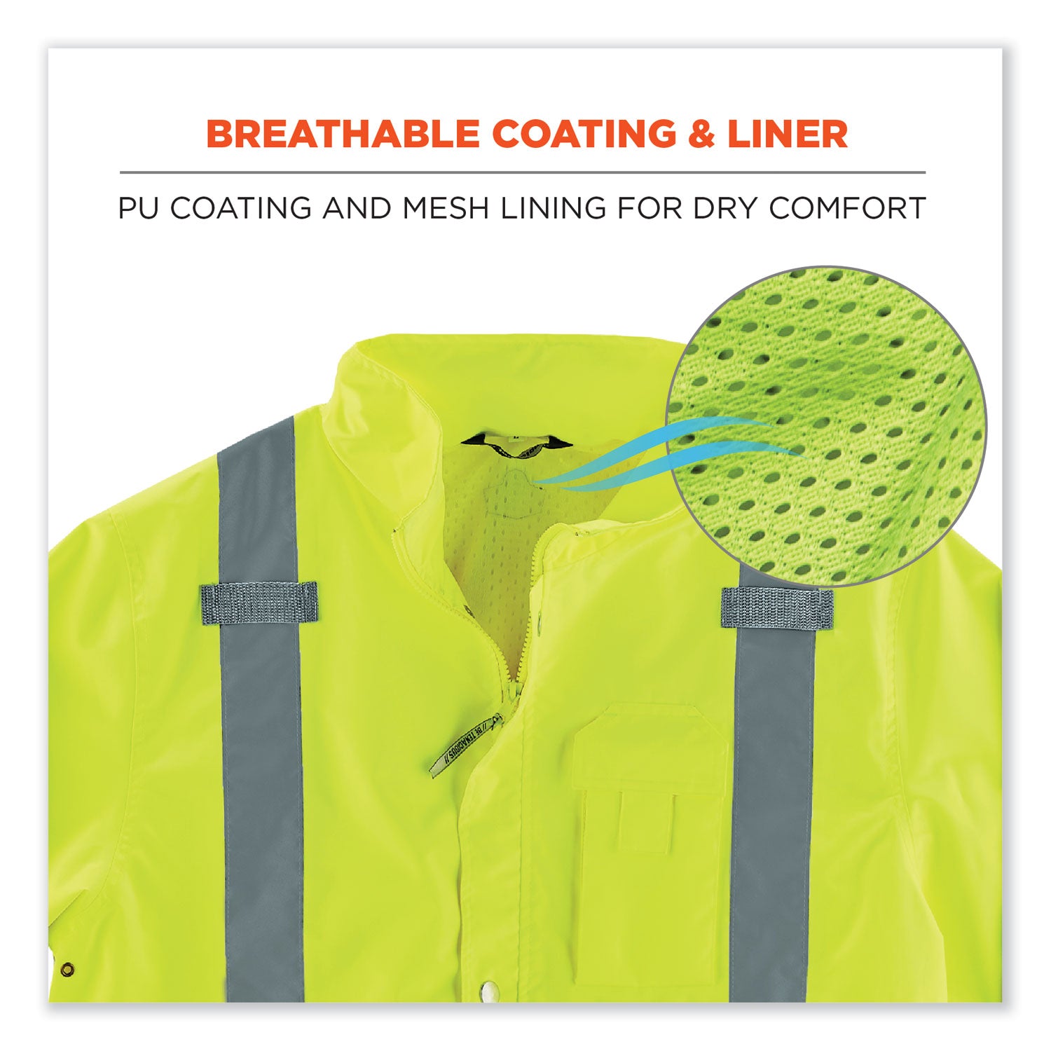 GloWear 8365BK Class 3 Hi-Vis Rain Jacket Black Bottom, Medium, Lime, Ships in 1-3 Business Days