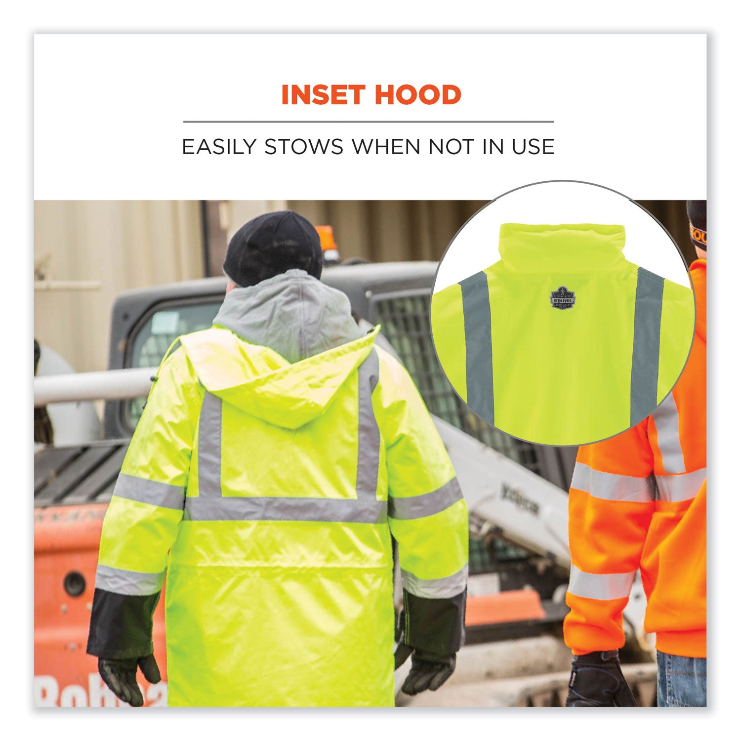 GloWear 8365BK Class 3 Hi-Vis Rain Jacket Black Bottom, Large, Lime, Ships in 1-3 Business Days