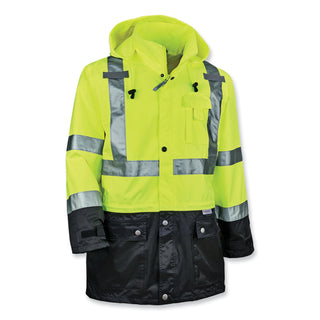 GloWear 8365BK Class 3 Hi-Vis Rain Jacket Black Bottom, Large, Lime, Ships in 1-3 Business Days