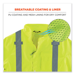 GloWear 8365BK Class 3 Hi-Vis Rain Jacket Black Bottom, X-Large, Lime, Ships in 1-3 Business Days