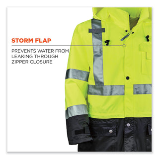 GloWear 8365BK Class 3 Hi-Vis Rain Jacket Black Bottom, X-Large, Lime, Ships in 1-3 Business Days