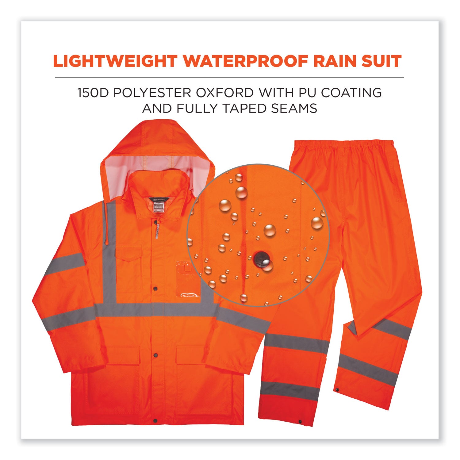 GloWear 8376K Lightweight HV Rain Suit, Large, Orange, Ships in 1-3 Business Days