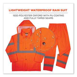 GloWear 8376K Lightweight HV Rain Suit, Large, Orange, Ships in 1-3 Business Days