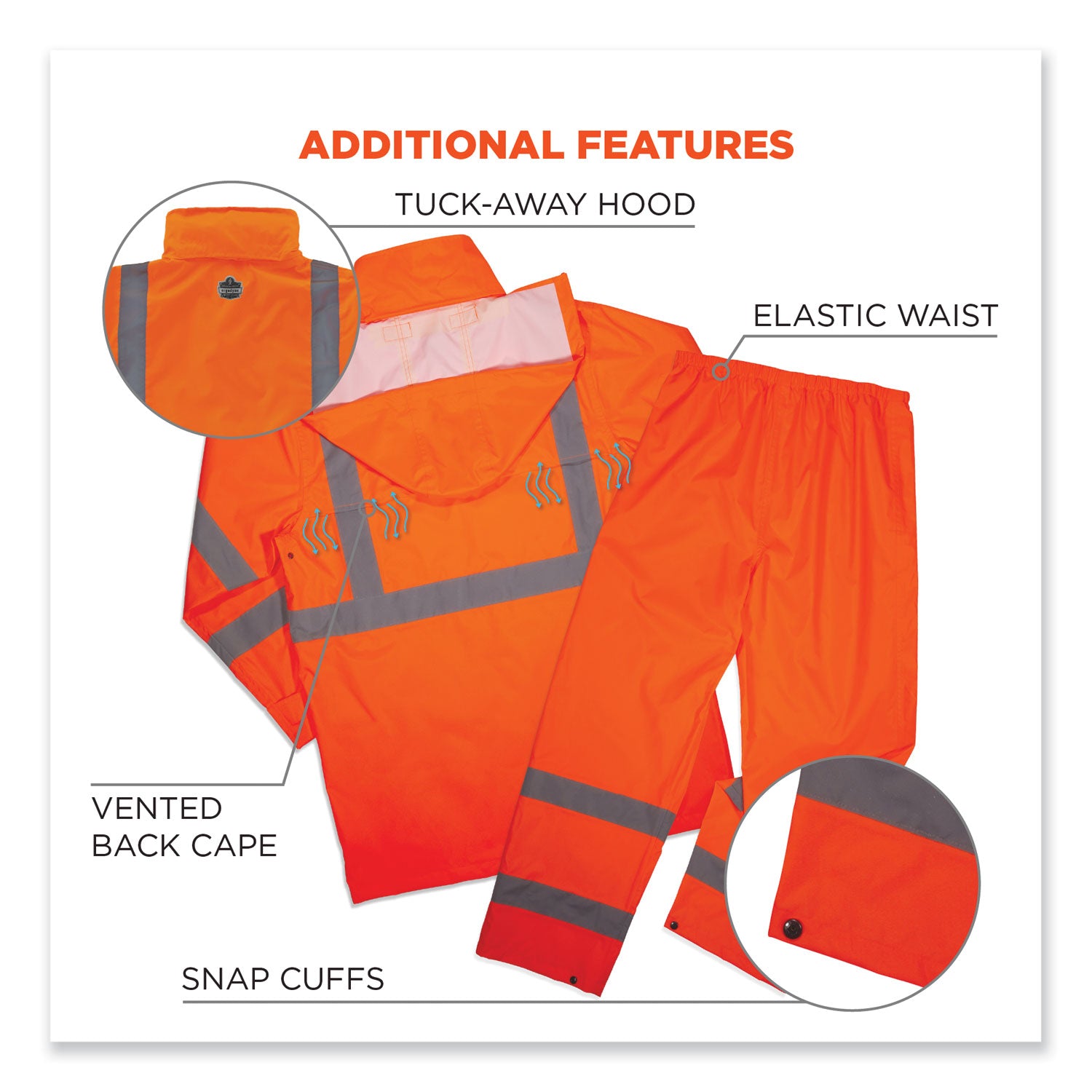 GloWear 8376K Lightweight HV Rain Suit, X-Large, Orange, Ships in 1-3 Business Days