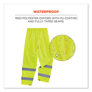 GloWear 8916 Class E Lightweight Hi-Vis Rain Pants, 3X-Large, Lime, Ships in 1-3 Business Days