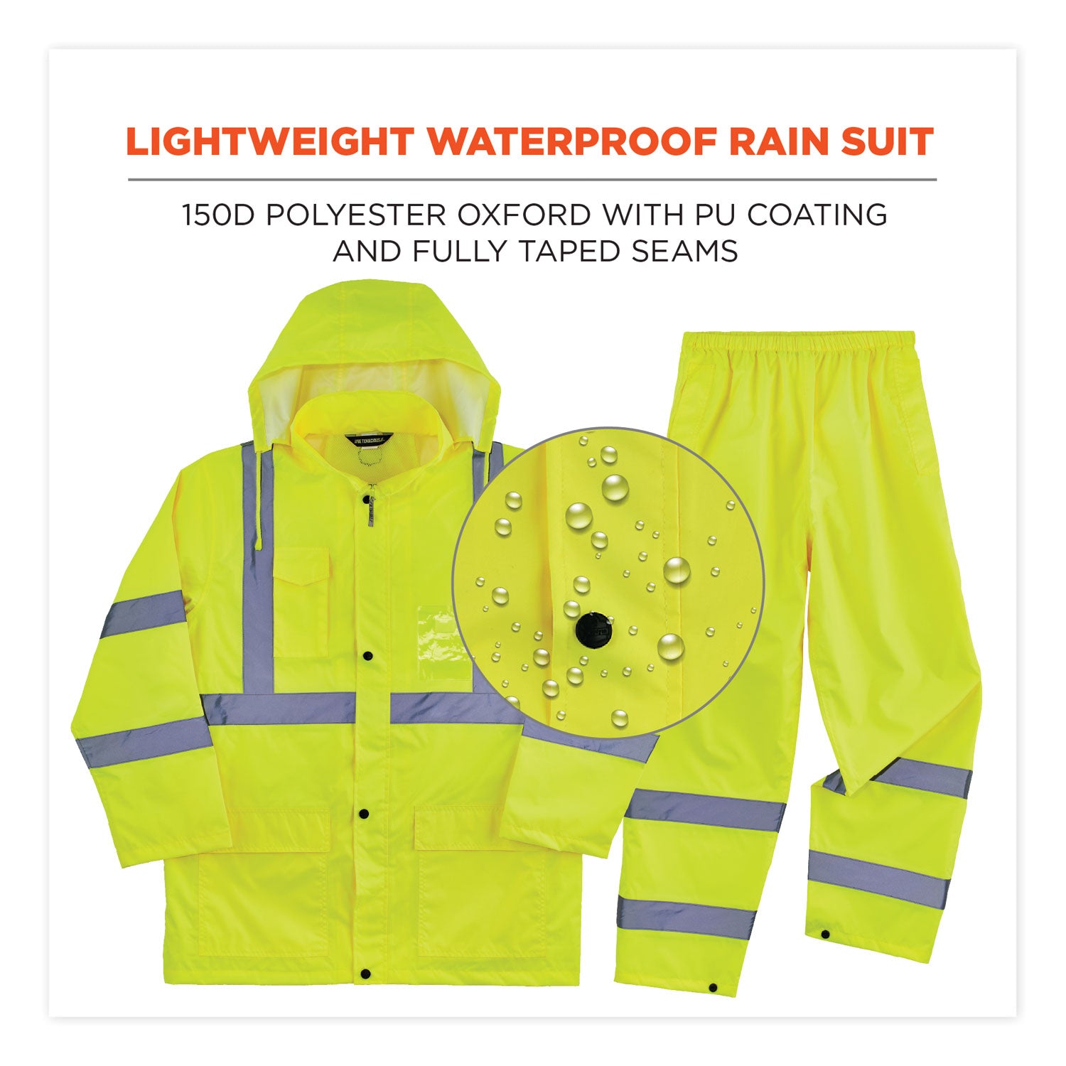 GloWear 8376K Lightweight HV Rain Suit, Medium, Lime, Ships in 1-3 Business Days
