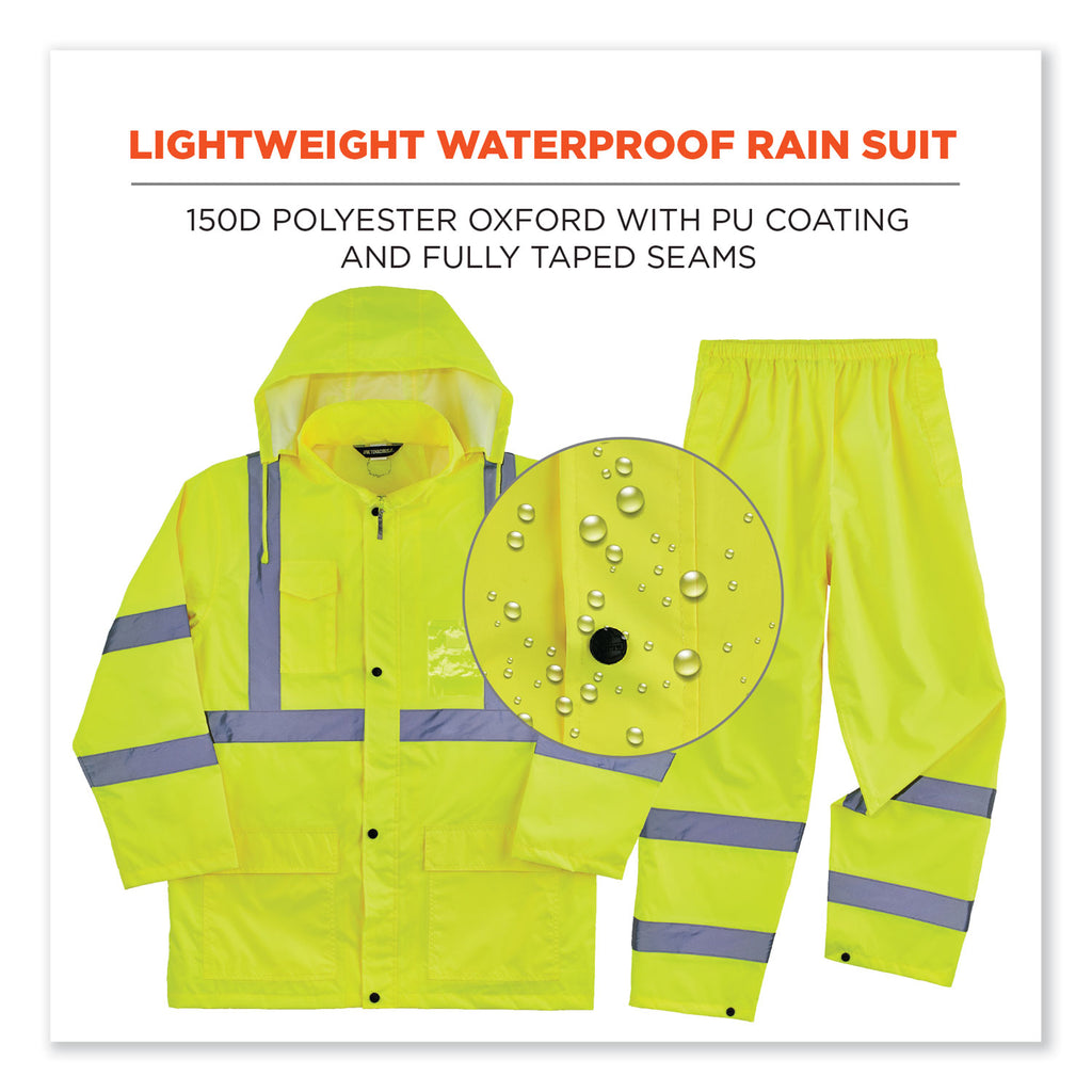 GloWear 8376K Lightweight HV Rain Suit, X-Large, Lime, Ships in 1-3 Business Days