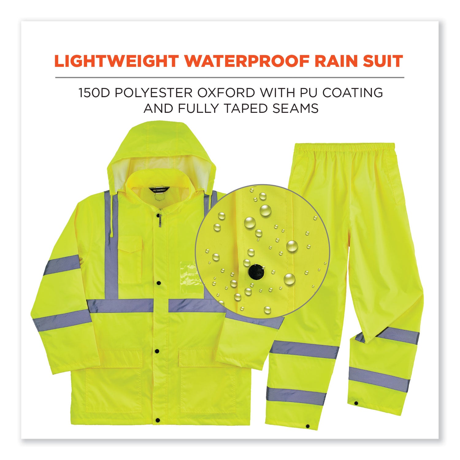 GloWear 8376K Lightweight HV Rain Suit, X-Large, Lime, Ships in 1-3 Business Days