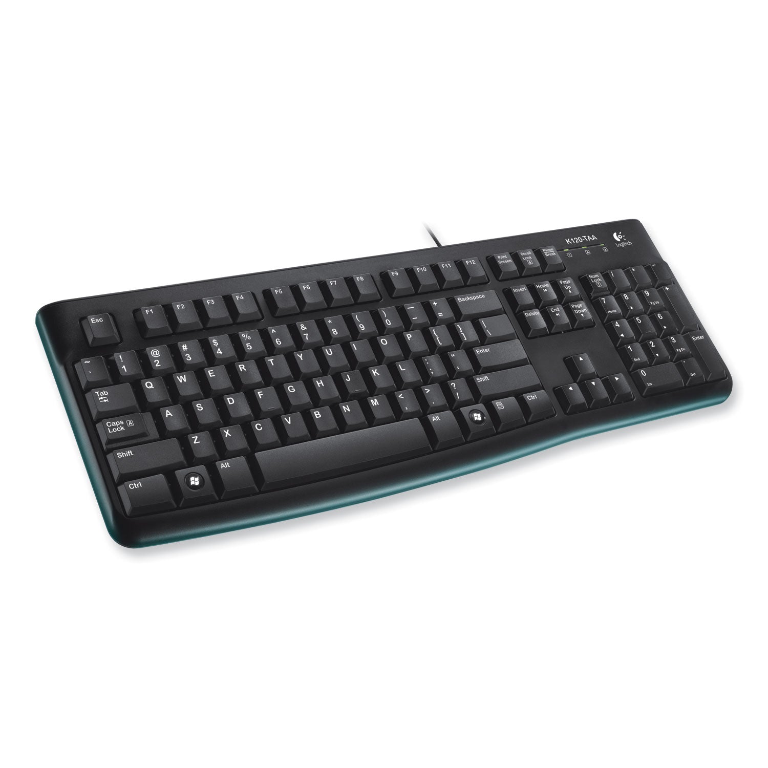 K120 Ergonomic Desktop Wired Keyboard, USB, Black - 