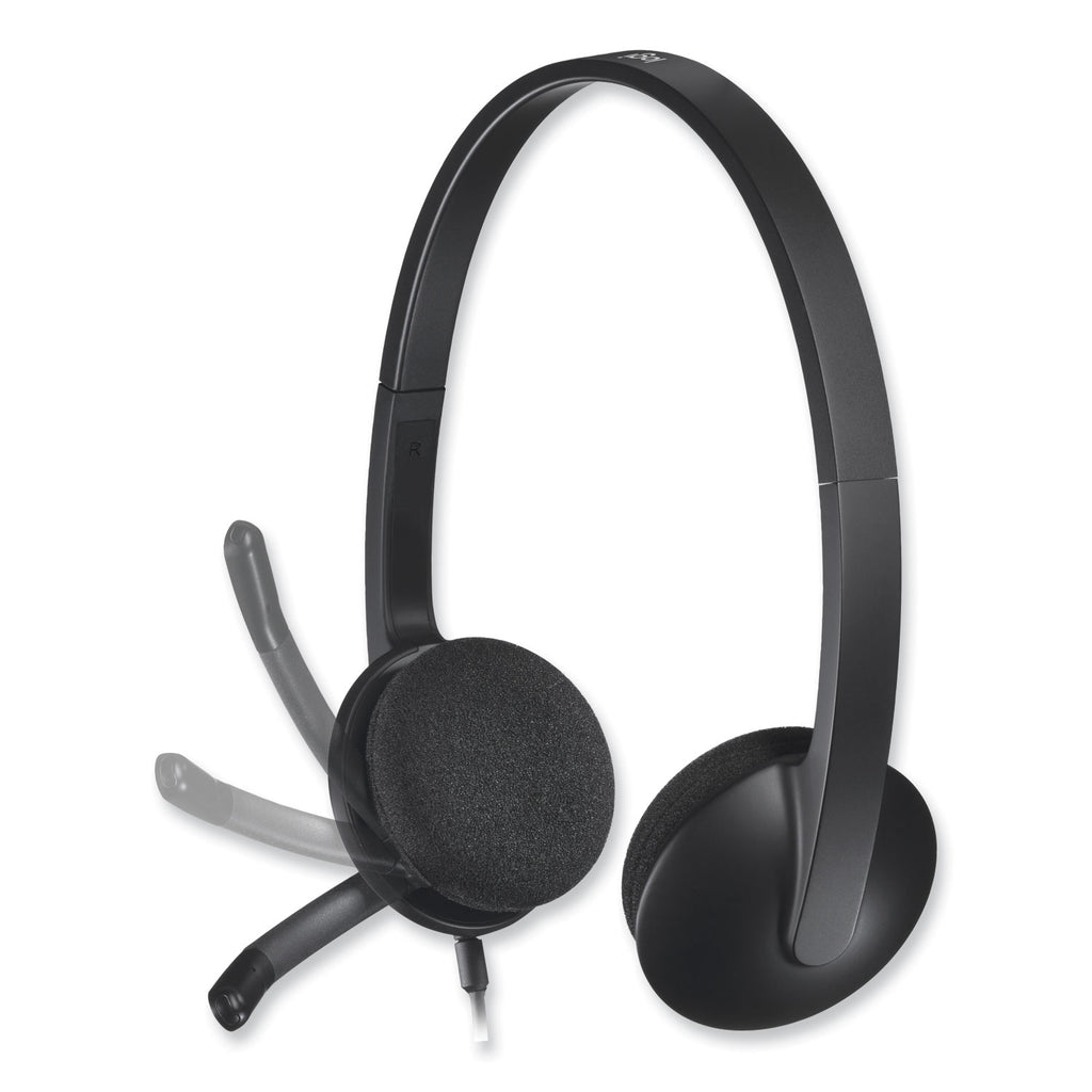H340 Binaural Over The Head Corded Headset, Black - 