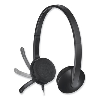 H340 Binaural Over The Head Corded Headset, Black - 