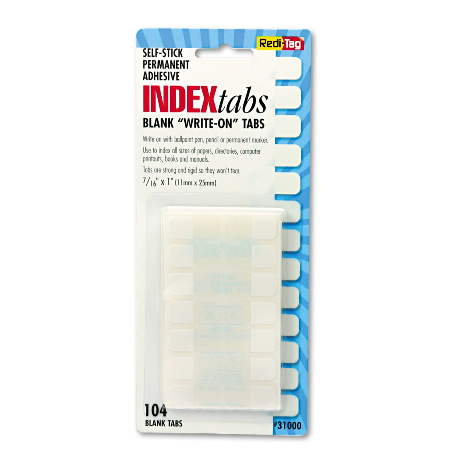 Legal Index Tabs, Customizable: Handwrite Only, 1/5-Cut, White, 1" Wide, 104/Pack - 