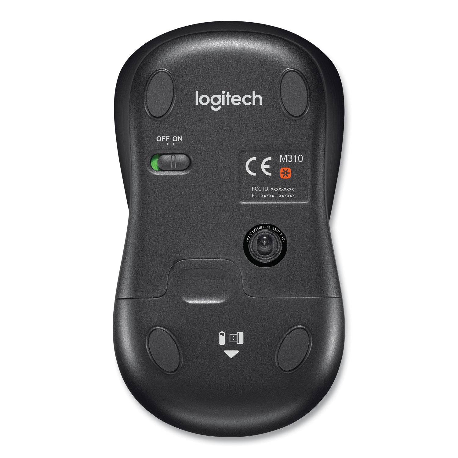 M310 Wireless Mouse, 2.4 GHz Frequency/30 ft Wireless Range, Left/Right Hand Use, Silver/Black - 