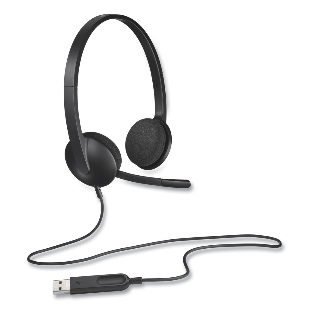 H340 Binaural Over The Head Corded Headset, Black - 