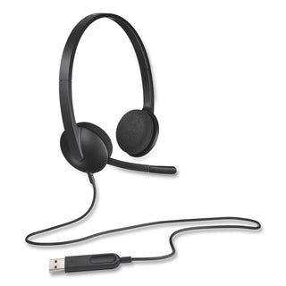 H340 Binaural Over The Head Corded Headset, Black - 