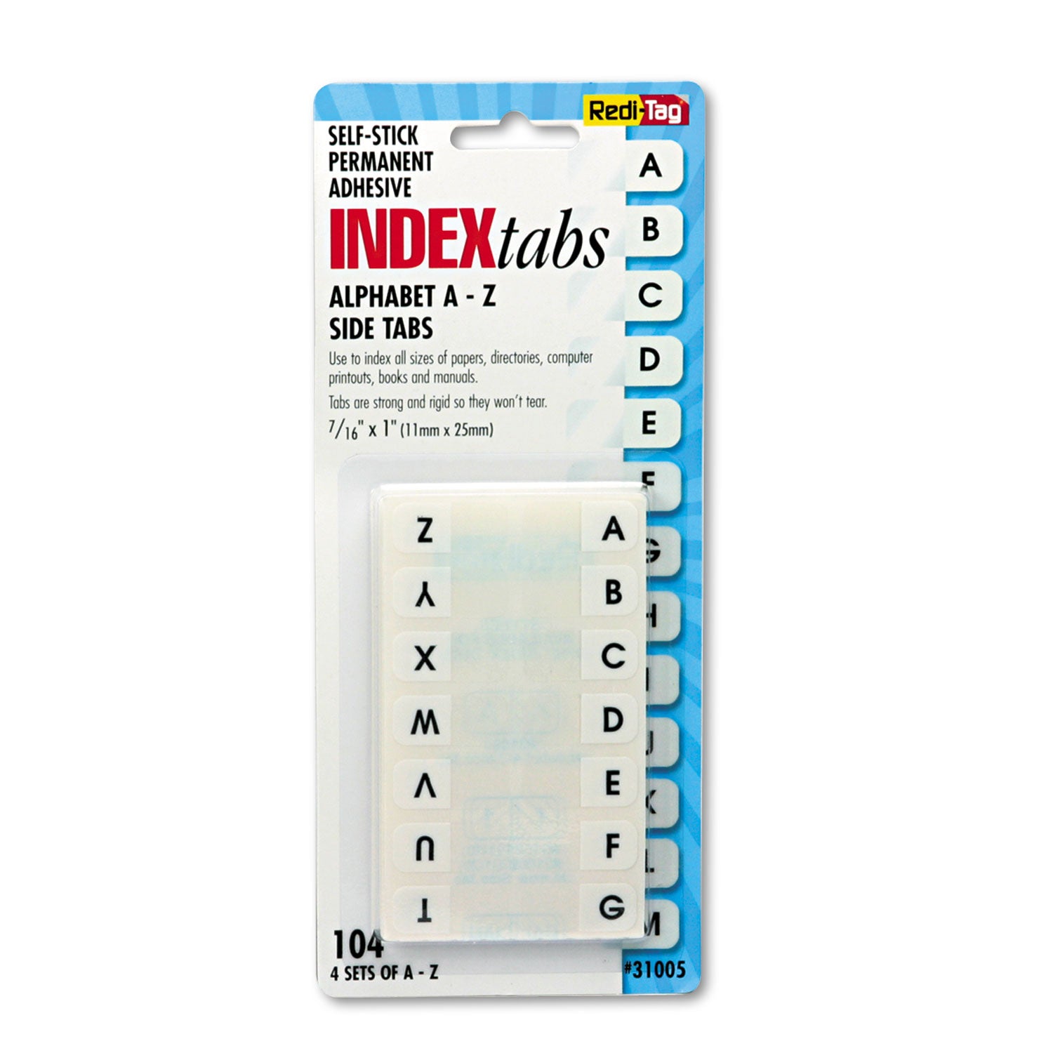 Legal Index Tabs, Preprinted Alpha: A to Z, 1/12-Cut, White, 0.44" Wide, 104/Pack - 