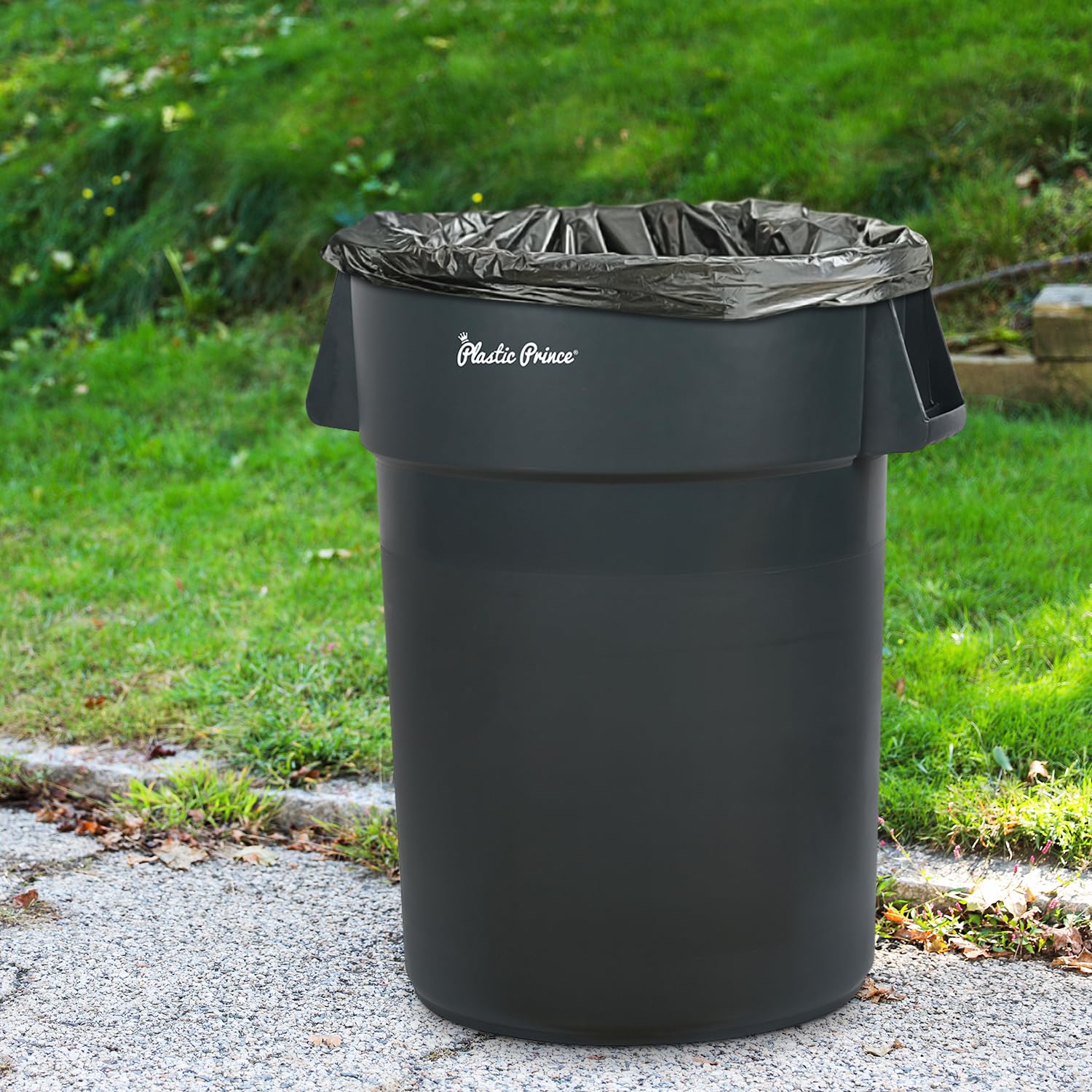 32 Gal Gray Round Trash Can