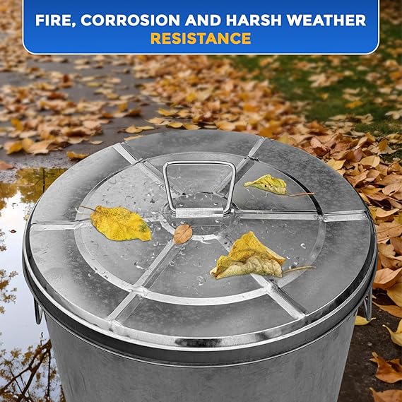 Lid for 20-Gallon Galvanized Steel Round Fire Resistant Trash Can
