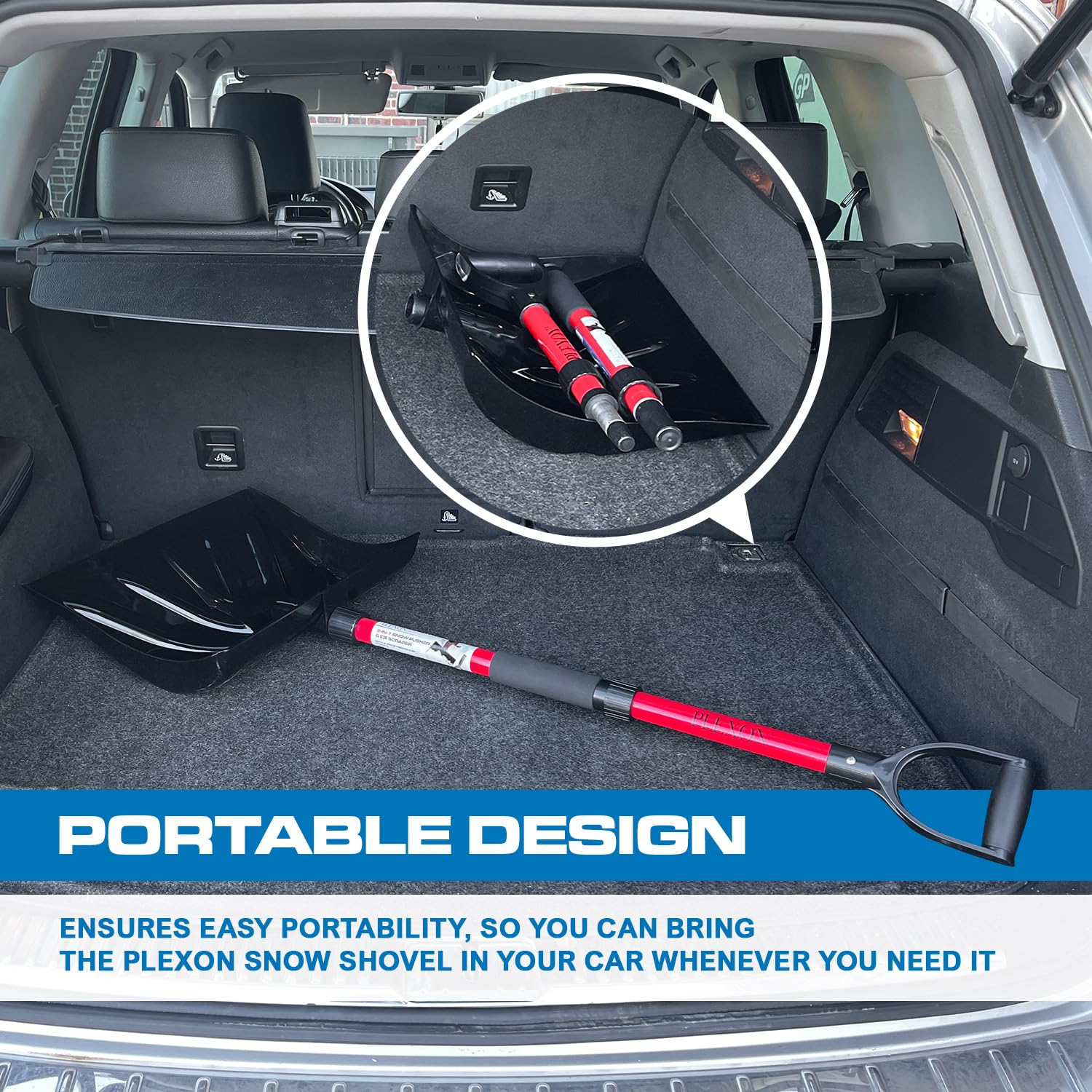 47" Snow Pusher with 2-piece Fiberglass Handle & Plastic D-Grip, 18" Wide Blade