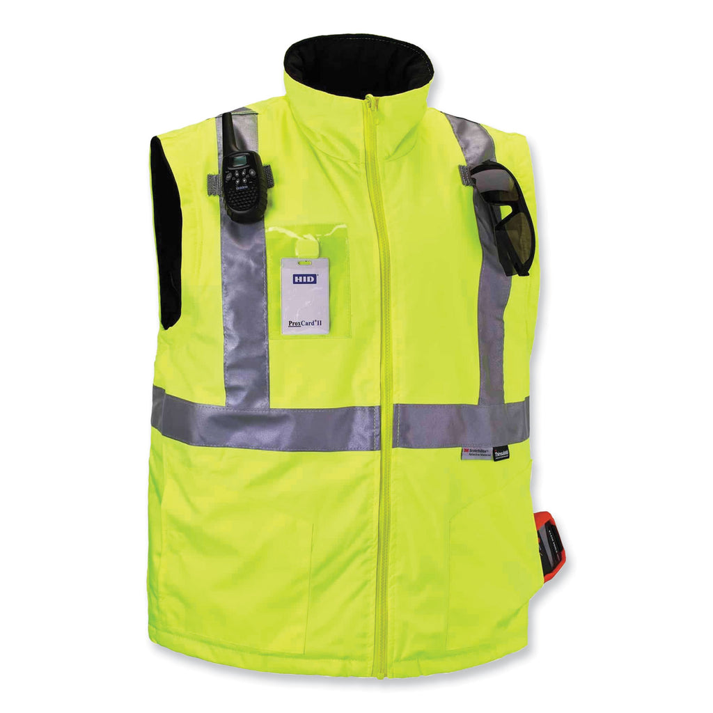 GloWear 8287 Class 2 Hi-Vis Jacket with Removable Sleeves, 4X-Large, Lime, Ships in 1-3 Business Days