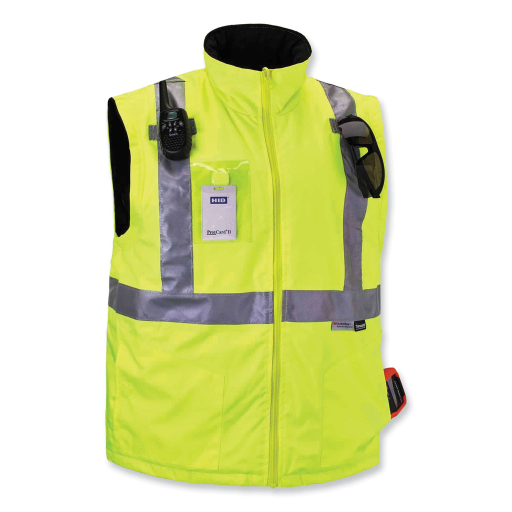 GloWear 8287 Class 2 Hi-Vis Jacket with Removable Sleeves, 5X-Large, Lime, Ships in 1-3 Business Days