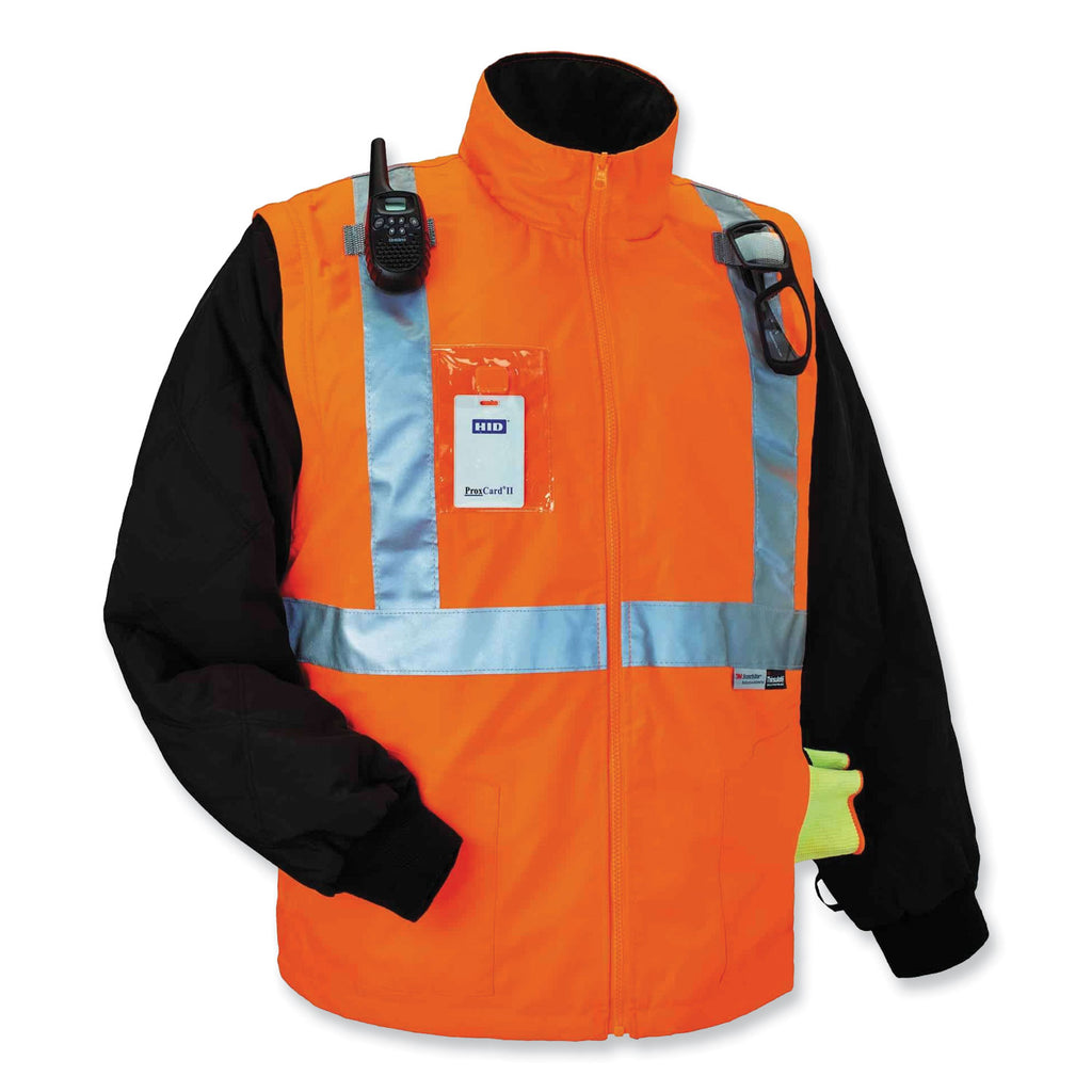 GloWear 8287 Class 2 Hi-Vis Jacket with Removable Sleeves, Small, Orange, Ships in 1-3 Business Days