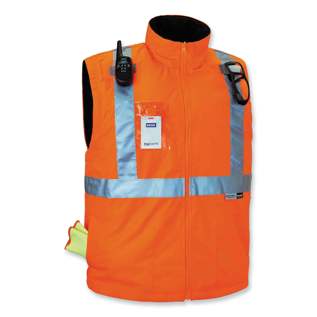 GloWear 8287 Class 2 Hi-Vis Jacket with Removable Sleeves, 4X-Large, Orange, Ships in 1-3 Business Days